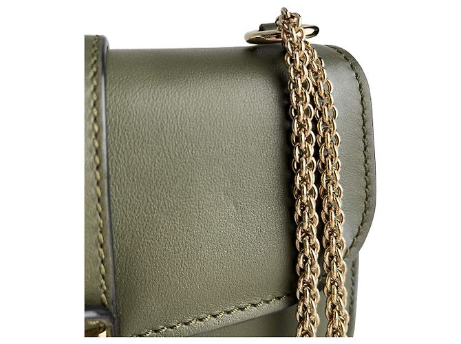 Valentino Garavani Borsa a spalla piccola in pelle di vitello Rockstud Glam Lock verde militare - vista 10