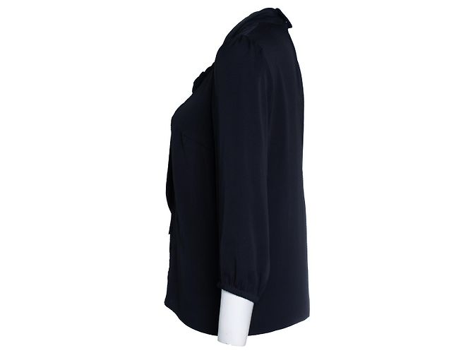 Dolce & Gabbana, blusa nera con fiocco e pizzo Nero - vista 2