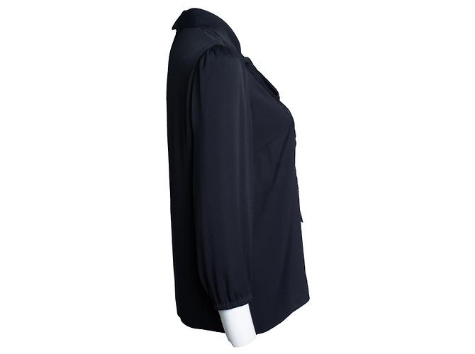 Dolce & Gabbana, blusa nera con fiocco e pizzo Nero - vista 4