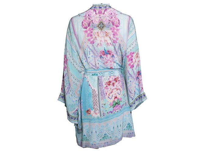 Camilla, vestito kimono multicolore Blu - vista 3