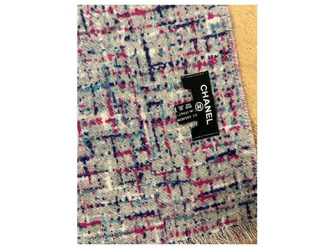Écharpe Chanel en cachemire multicolore gris - vue 8