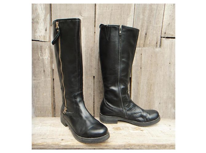 Autre Marque Botas Emanuélle Vee de cuero negro - vista 2