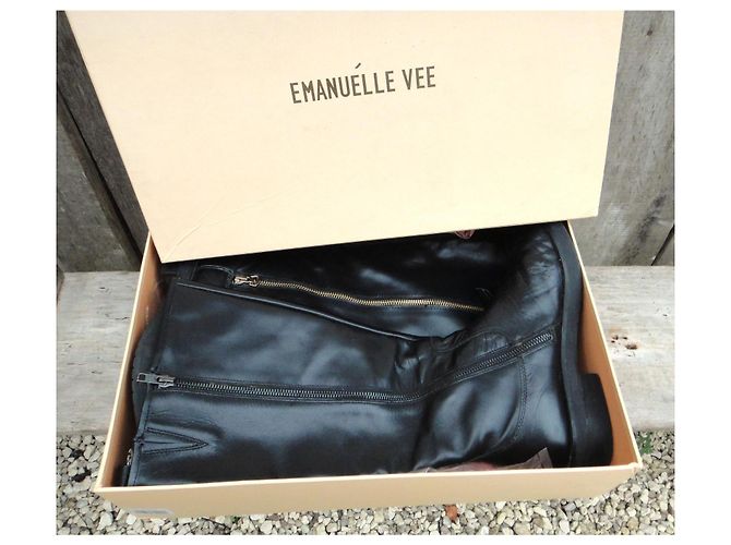 Autre Marque Botas Emanuélle Vee de cuero negro - vista 3