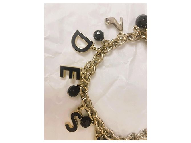 Delizioso bracciale DOLCE & GABBANA acciaio dorato charms "Desire" Nero Bianco D'oro - vista 10