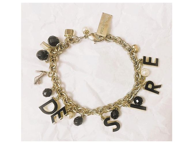 Delizioso bracciale DOLCE & GABBANA acciaio dorato charms "Desire" Nero Bianco D'oro - vista 6