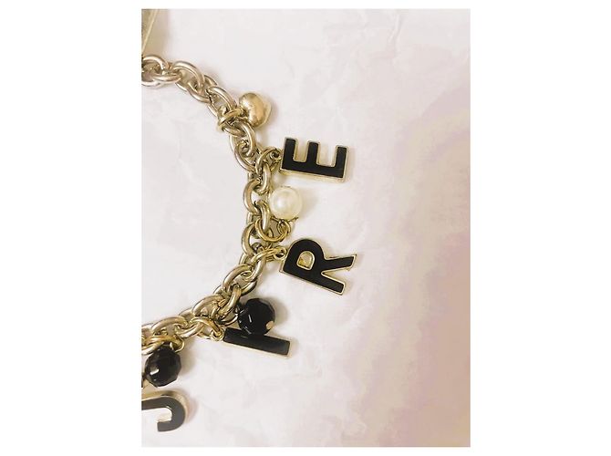 Delizioso bracciale DOLCE & GABBANA acciaio dorato charms "Desire" Nero Bianco D'oro - vista 7