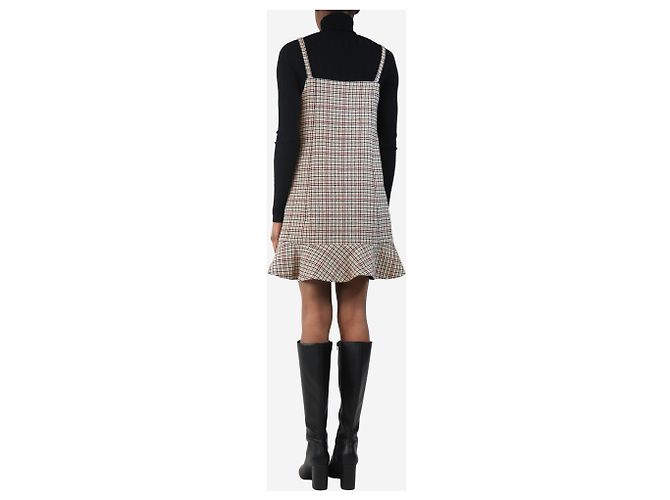 Ganni Braun karierte Wollmischung Mini-Kleid - Größe UK 6 - Ansicht 2