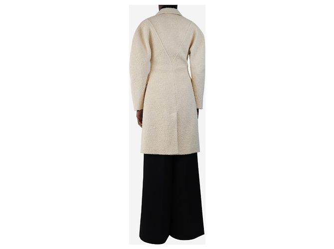 Bottega Veneta Cremefarbener schwerer Boucle-Mantel - Größe UK 4 Roh - Ansicht 2