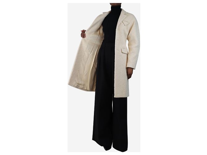 Bottega Veneta Cremefarbener schwerer Boucle-Mantel - Größe UK 4 Roh - Ansicht 4