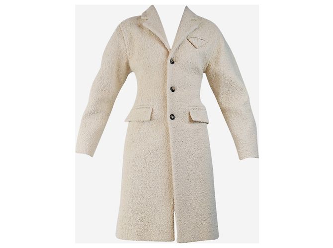 Bottega Veneta Cremefarbener schwerer Boucle-Mantel - Größe UK 4 Roh - Ansicht 5