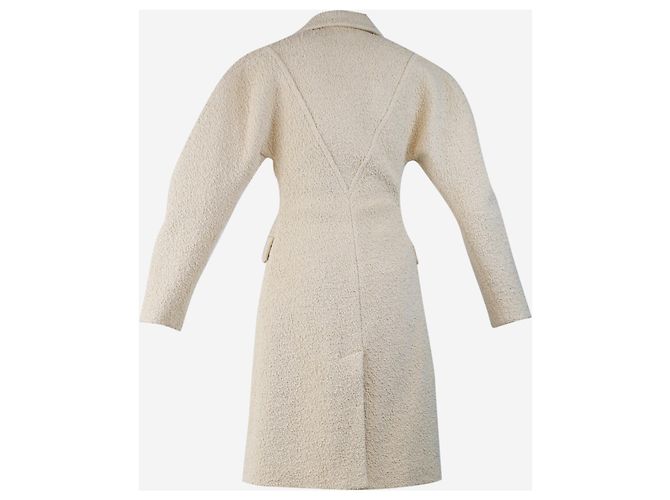 Bottega Veneta Cremefarbener schwerer Boucle-Mantel - Größe UK 4 Roh - Ansicht 6