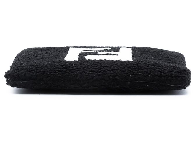 Pochette piatta FF in shearling nero Fendi - vista 3