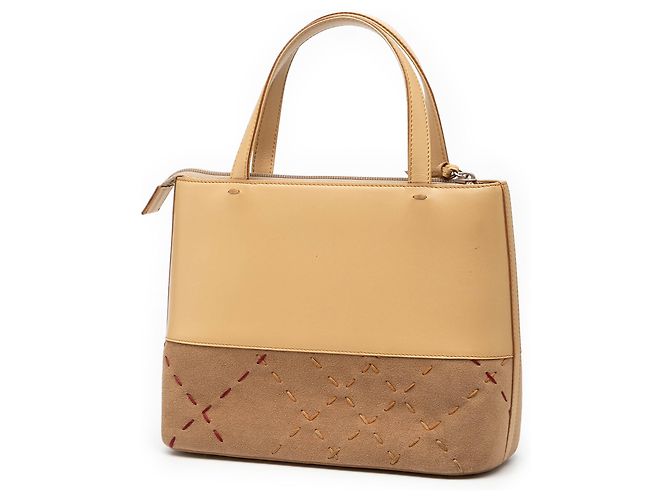 Borsa Tote in pelle e suede marrone Burberry Caramello - vista 2