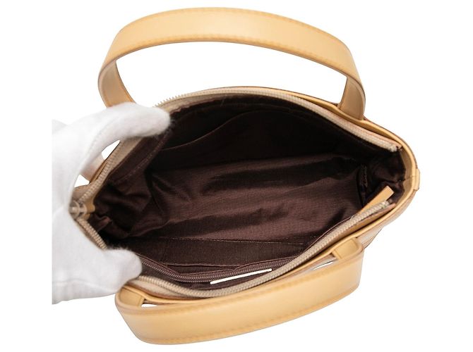 Borsa Tote in pelle e suede marrone Burberry Caramello - vista 4