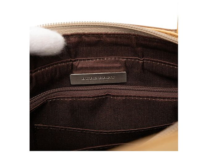 Borsa Tote in pelle e suede marrone Burberry Caramello - vista 5