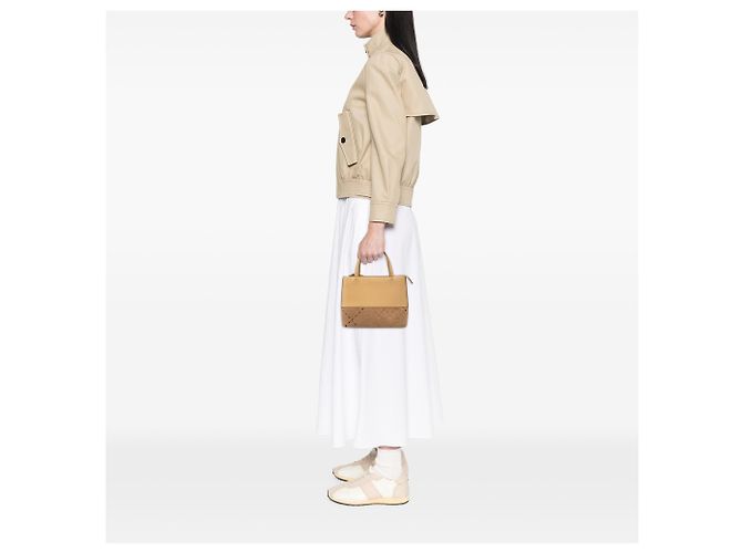 Borsa Tote in pelle e suede marrone Burberry Caramello - vista 6