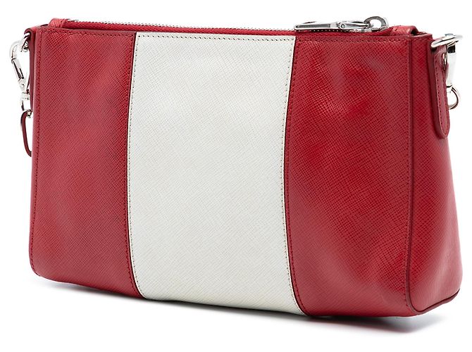 Prada Rote Bicolor Saffiano Lux Umhängetasche - Ansicht 2