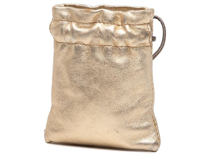 Gucci Gold Metallic Leder Zugbeutel Golden - Ansicht 2