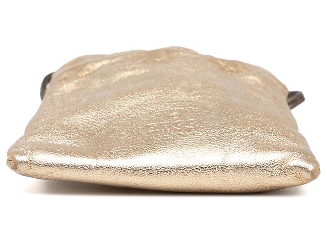 Gucci Gold Metallic Leder Zugbeutel Golden - Ansicht 3