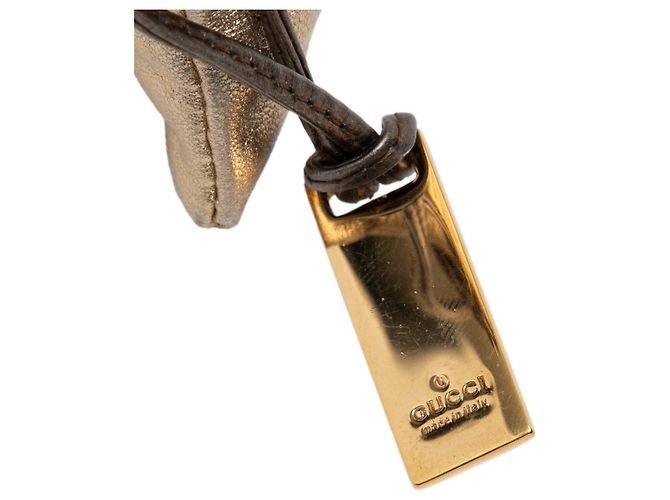 Gucci Gold Metallic Leder Zugbeutel Golden - Ansicht 6