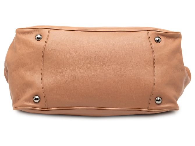 Borsa a tracolla in vitello marrone con nastro Prada Caramello - vista 3