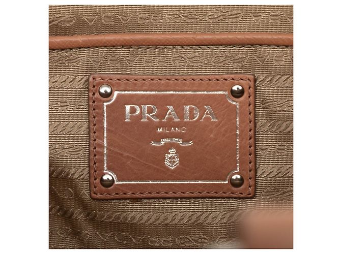 Borsa a tracolla in vitello marrone con nastro Prada Caramello - vista 5