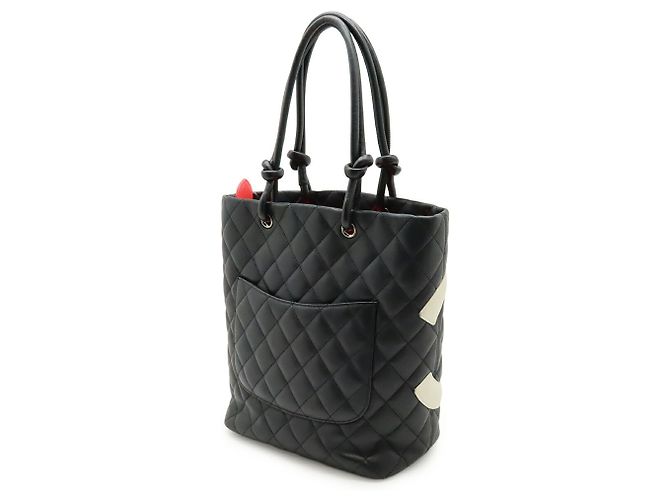 CHANEL Cambon Medium Schultertasche Schwarz Weiß - Ansicht 3
