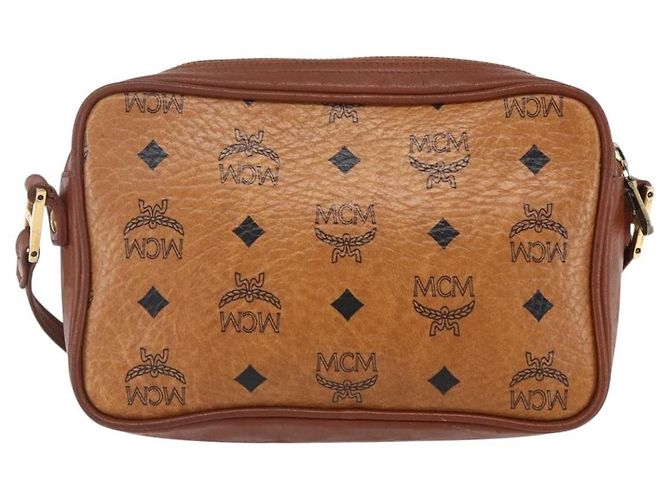 Borsa a spalla MCM Visetos in tela e pelle Marrone - vista 2