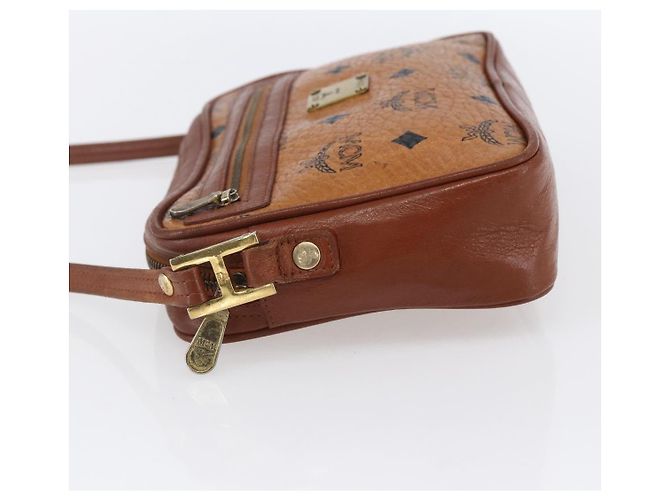 Borsa a spalla MCM Visetos in tela e pelle Marrone - vista 3