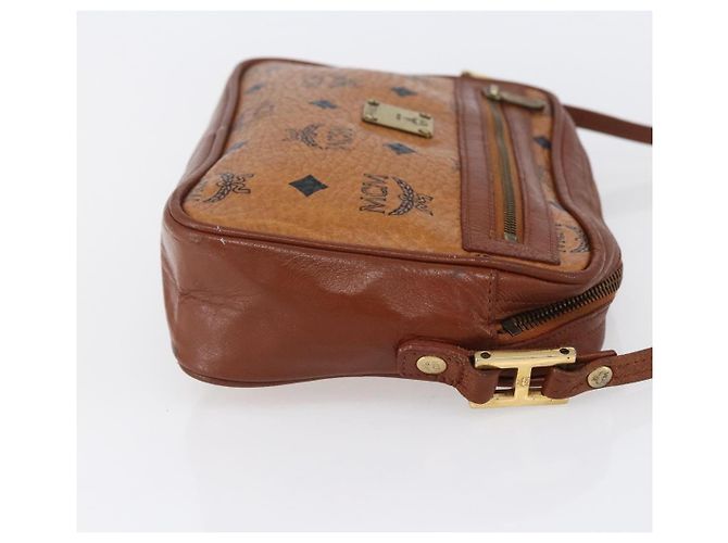 Borsa a spalla MCM Visetos in tela e pelle Marrone - vista 4