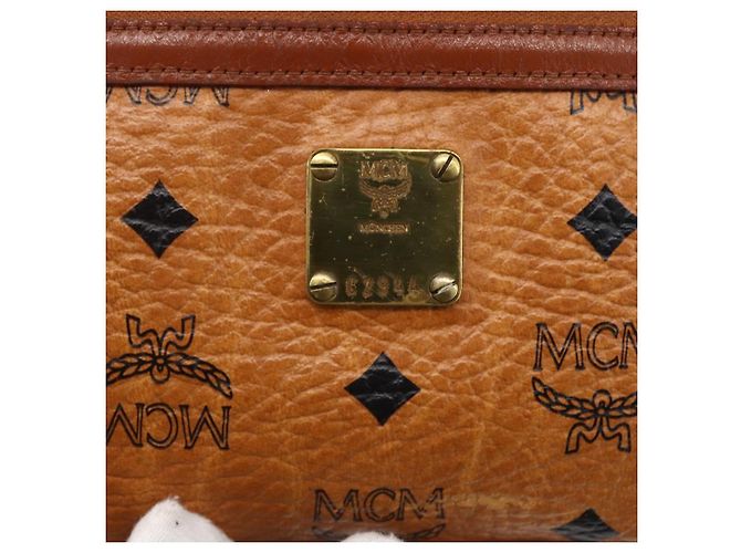 Borsa a spalla MCM Visetos in tela e pelle Marrone - vista 7