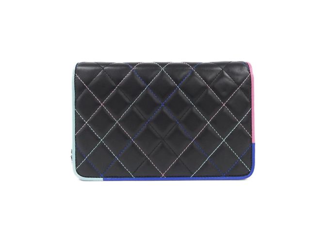 Chanel 81991 Portafoglio a Catena in Pelle di Agnello Nera Nero - vista 2