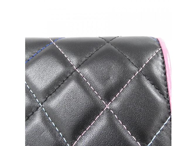 Chanel 81991 Portafoglio a Catena in Pelle di Agnello Nera Nero - vista 5