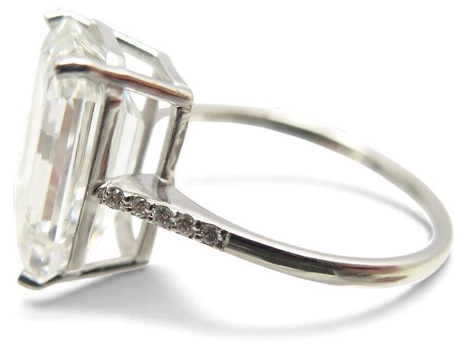 Autre Marque NEUER SOLITÄR-DIAMANTRING EMERALD CUT 7CT GRÖSSE 55 18K WEISSGOLD Silber - Ansicht 3