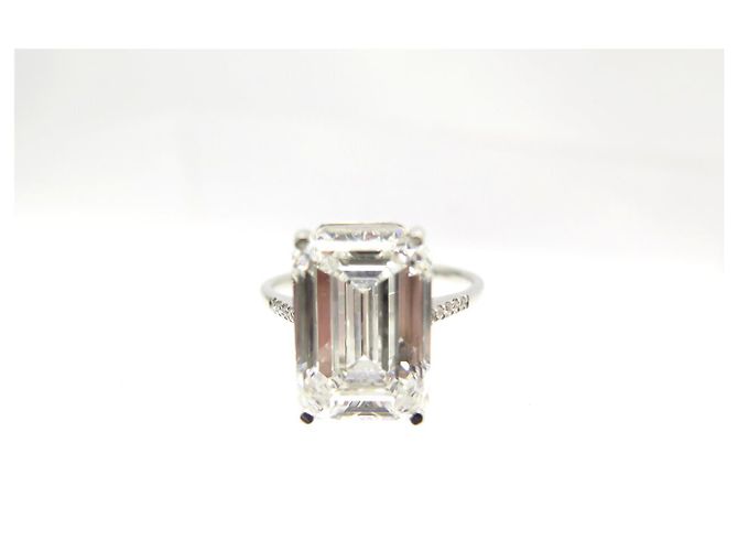 Autre Marque NEUER SOLITÄR-DIAMANTRING EMERALD CUT 7CT GRÖSSE 55 18K WEISSGOLD Silber - Ansicht 4