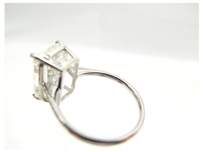 Autre Marque NEUER SOLITÄR-DIAMANTRING EMERALD CUT 7CT GRÖSSE 55 18K WEISSGOLD Silber - Ansicht 5