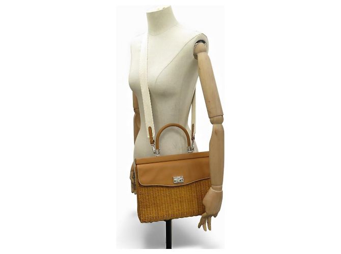 NUOVO BORSO RODO WILLOW PARIS MEDIO IN VIMINI CAMMELLO CON TRACOLLA Marrone - vista 9