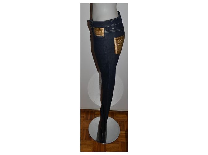 Vaqueros Just Cavalli Azules de Denim con Aplicaciones Doradas Talla 42 Dorado - vista 2