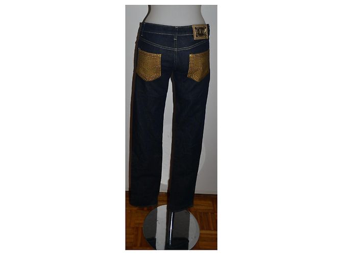 Vaqueros Just Cavalli Azules de Denim con Aplicaciones Doradas Talla 42 Dorado - vista 3