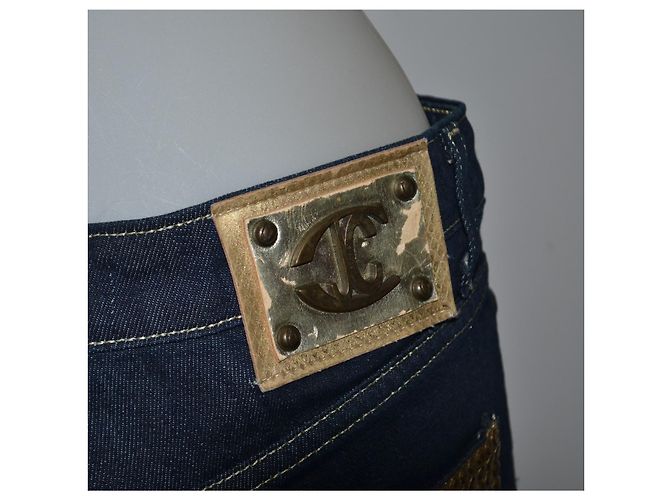 Vaqueros Just Cavalli Azules de Denim con Aplicaciones Doradas Talla 42 Dorado - vista 4