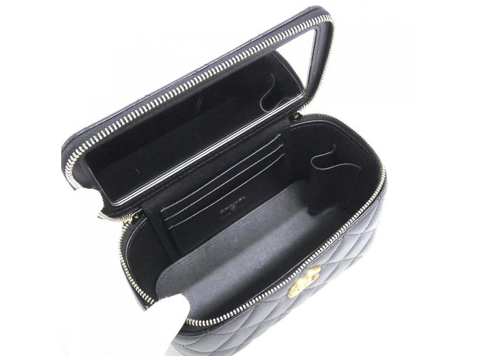 Borsa a spalla in agnello nero Chanel AP3204 - vista 6