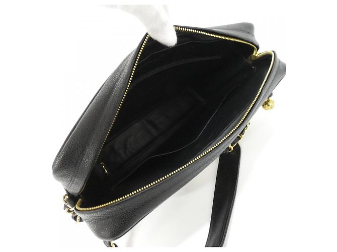 Borsa a spalla in pelle di vitello grana nera Chanel Nero - vista 9