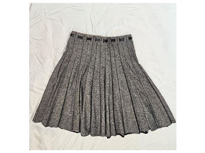 Falda plisada Hermès gris de lana y angora - vista 11