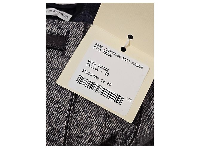 Falda plisada Hermès gris de lana y angora - vista 8