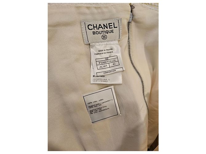 Top Bustier Chanel Cropped de Tweed Marfil Blanco - vista 2