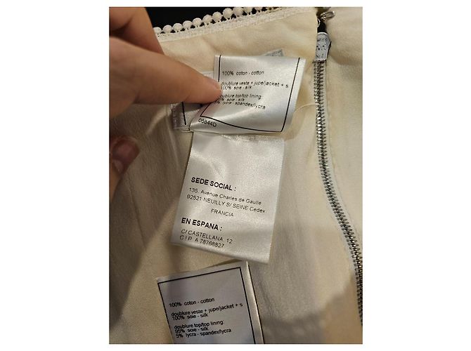 Top Bustier Chanel Cropped de Tweed Marfil Blanco - vista 3