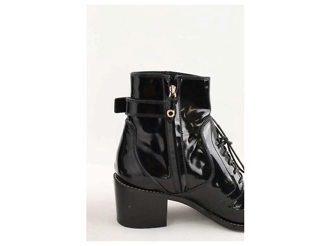 Louis Vuitton Botas de charol negras con cordones Negro - vista 4