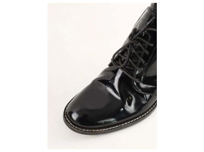 Louis Vuitton Botas de charol negras con cordones Negro - vista 5