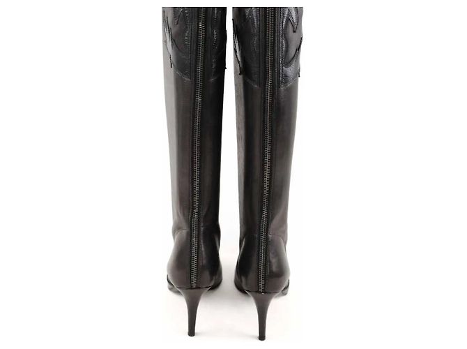 Chanel Botas western de cuero negras Negro - vista 2