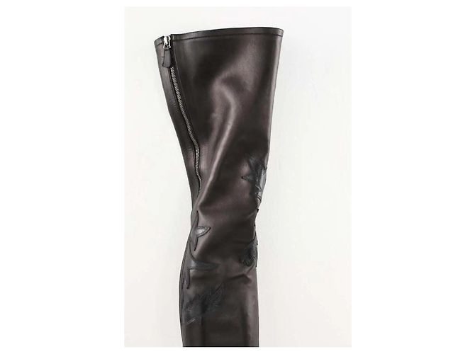 Chanel Botas western de cuero negras Negro - vista 4